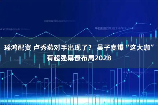 瑶鸿配资 卢秀燕对手出现了？ 吴子嘉爆“这大咖”有超强幕僚布局2028